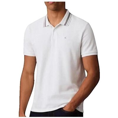 Πόλο με κοντά μανίκια Calvin Klein Jeans Polo Col Classique Rayé en Coton Blanc Άσπρο One Size αρσενικός Πόλο με κοντά μανίκια Calvin Klein Jeans Polo Col Classique Rayé en Coton Blanc Άσπρο One Size αρσενικός