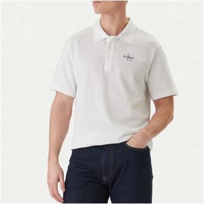 Πόλο με κοντά μανίκια Calvin Klein Jeans Monologo Casual Άσπρο Medium αρσενικός Πόλο με κοντά μανίκια Calvin Klein Jeans Monologo Casual Άσπρο Medium αρσενικός