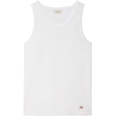 Αμάνικα/T-shirts χωρίς μανίκια Calvin Klein Jeans 2X2 Rib Badge Tank T Άσπρο Medium αρσενικός Αμάνικα/T-shirts χωρίς μανίκια Calvin Klein Jeans 2X2 Rib Badge Tank T Άσπρο Medium αρσενικός