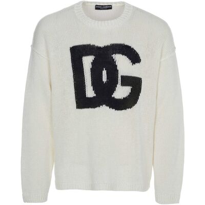 Πουλόβερ D&G; - Άσπρο Small αρσενικός Πουλόβερ D&G; - Άσπρο Small αρσενικός