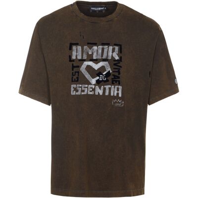 T-shirt με κοντά μανίκια D&G; - Brown Large αρσενικός T-shirt με κοντά μανίκια D&G; - Brown Large αρσενικός