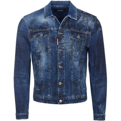 Τζιν Μπουφάν/Jacket Dsquared - Μπλέ DE 46 αρσενικός Τζιν Μπουφάν/Jacket Dsquared - Μπλέ DE 46 αρσενικός