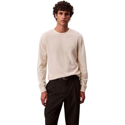 Πουλόβερ Calvin Klein Jeans LS MERINO CREW LV04LB305G Άσπρο Small αρσενικός Πουλόβερ Calvin Klein Jeans LS MERINO CREW LV04LB305G Άσπρο Small αρσενικός