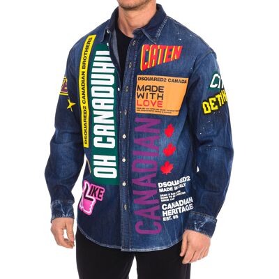 Πουκάμισο με μακριά μανίκια Dsquared S74DM0505-S30341 Μπλέ FR 46 αρσενικός Πουκάμισο με μακριά μανίκια Dsquared S74DM0505-S30341 Μπλέ FR 46 αρσενικός