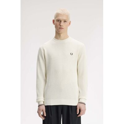 Σακάκια Fred Perry Fp Waffle Stitch Jumper Άσπρο Large αρσενικός Σακάκια Fred Perry Fp Waffle Stitch Jumper Άσπρο Large αρσενικός