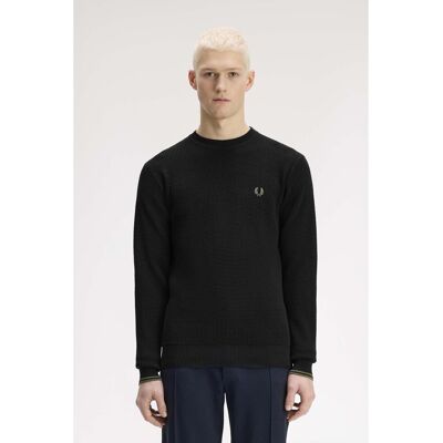 Σακάκια Fred Perry Fp Waffle Stitch Jumper Black Medium αρσενικός Σακάκια Fred Perry Fp Waffle Stitch Jumper Black Medium αρσενικός