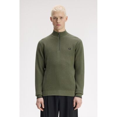 Πουλόβερ Fred Perry Fp Waffle Stitch Half Zip Jumper Green Small αρσενικός Πουλόβερ Fred Perry Fp Waffle Stitch Half Zip Jumper Green Small αρσενικός