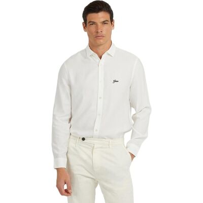 Πουκάμισο με μακριά μανίκια Guess Ls Collins Basic Shirt Άσπρο Extra Small αρσενικός Πουκάμισο με μακριά μανίκια Guess Ls Collins Basic Shirt Άσπρο Extra Small αρσενικός