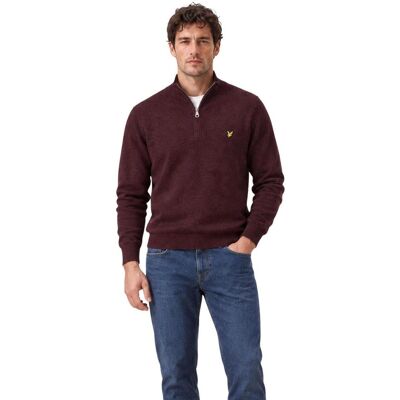 Πουλόβερ Lyle & Scott Cotton Merino Quarter Zip Jump 263MLSKN2112VC Red Extra Large αρσενικός Πουλόβερ Lyle & Scott Cotton Merino Quarter Zip Jump 263MLSKN2112VC Red Extra Large αρσενικός
