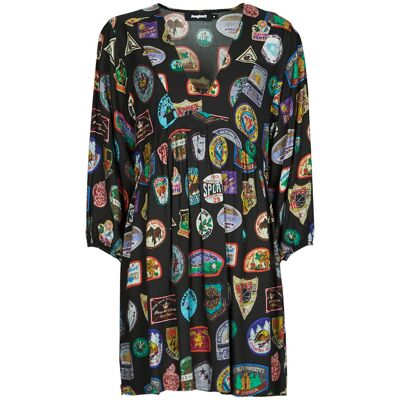 Κοντά Φορέματα Desigual STAMP Black Medium Κοντά Φορέματα Desigual STAMP Black Medium