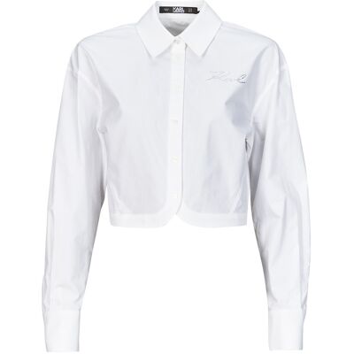 Πουκάμισα Karl Lagerfeld crop poplin shirt Άσπρο FR 42 θηλυκός Πουκάμισα Karl Lagerfeld crop poplin shirt Άσπρο FR 42 θηλυκός