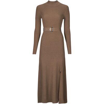 Μακριά Φορέματα Karl Lagerfeld LSLV BUCKLE BELT KNIT DRESS Beige Medium θηλυκός Μακριά Φορέματα Karl Lagerfeld LSLV BUCKLE BELT KNIT DRESS Beige Medium θηλυκός