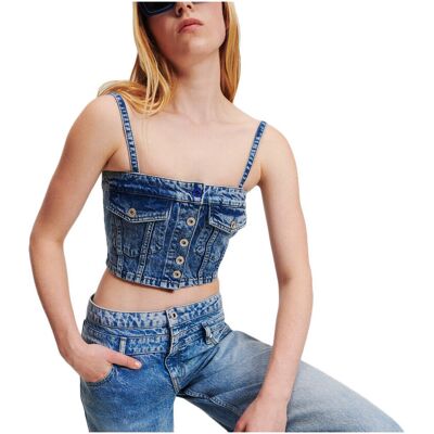 Αμάνικα/T-shirts χωρίς μανίκια Karl Lagerfeld DENIM TOP WOMEN multicolour Small θηλυκός Αμάνικα/T-shirts χωρίς μανίκια Karl Lagerfeld DENIM TOP WOMEN multicolour Small θηλυκός