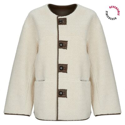 Μπουφάν Pieces PCJULIE REVERSIBLE Beige Extra Small θηλυκός Μπουφάν Pieces PCJULIE REVERSIBLE Beige Extra Small θηλυκός