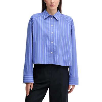 Πουκάμισα Calvin Klein Jeans YD STRIPE BOXY CROPP LV047C118G Μπλέ Small θηλυκός Πουκάμισα Calvin Klein Jeans YD STRIPE BOXY CROPP LV047C118G Μπλέ Small θηλυκός