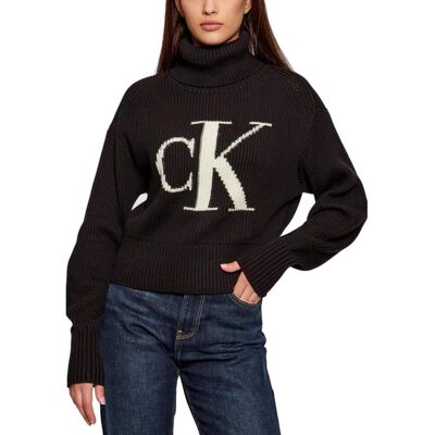 Πουλόβερ Calvin Klein Jeans BLOWN UP CK LOOSE SWEATER CONTRA LV047D349G Black 2X-Small θηλυκός Πουλόβερ Calvin Klein Jeans BLOWN UP CK LOOSE SWEATER CONTRA LV047D349G Black 2X-Small θηλυκός