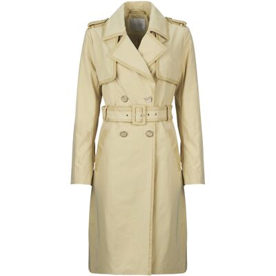 Καπαρτίνες Guess JENNY PU DETAILS TRENCH Beige Extra Large θηλυκός Καπαρτίνες Guess JENNY PU DETAILS TRENCH Beige Extra Large θηλυκός