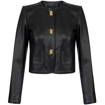 Δερμάτινο Μπουφάν Elisabetta Franchi gd52z56e2-110 Black IT 46 θηλυκός Δερμάτινο Μπουφάν Elisabetta Franchi gd52z56e2-110 Black IT 46 θηλυκός