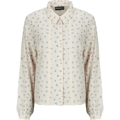 Πουκάμισα Pieces PCJOLLIE LS SHIRT Beige Small θηλυκός Πουκάμισα Pieces PCJOLLIE LS SHIRT Beige Small θηλυκός