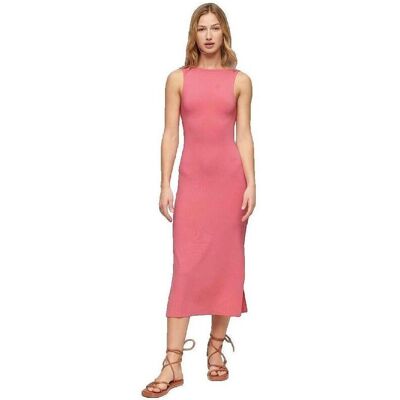 Μακριά Φορέματα Superdry Robe Twist Back sans manches rose Ροζ Large θηλυκός Μακριά Φορέματα Superdry Robe Twist Back sans manches rose Ροζ Large θηλυκός
