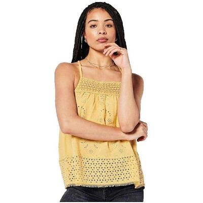 Αμάνικα/T-shirts χωρίς μανίκια Superdry T-shirt sans manches Vintage Woven Lace Yellow Medium θηλυκός Αμάνικα/T-shirts χωρίς μανίκια Superdry T-shirt sans manches Vintage Woven Lace Yellow Medium θηλυκός