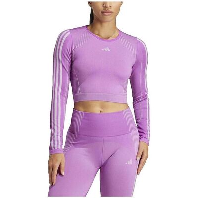 Μπλουζάκια με μακριά μανίκια adidas T-shirt manches longues Knit coupe ajustée femme Multicolour Large θηλυκός Μπλουζάκια με μακριά μανίκια adidas T-shirt manches longues Knit coupe ajustée femme Multicolour Large θηλυκός