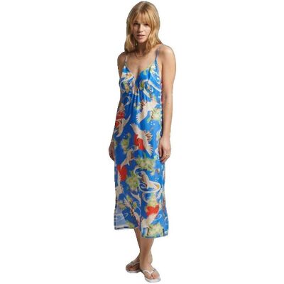 Μακριά Φορέματα Superdry Robe Vintage Midi Μπλέ Small θηλυκός Μακριά Φορέματα Superdry Robe Vintage Midi Μπλέ Small θηλυκός