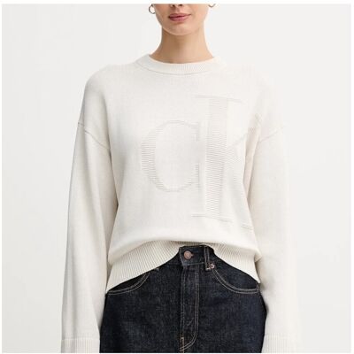 Πουλόβερ Calvin Klein Jeans Lv047d304g Άσπρο Large θηλυκός Πουλόβερ Calvin Klein Jeans Lv047d304g Άσπρο Large θηλυκός