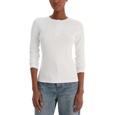 Μπλουζάκια με μακριά μανίκια Calvin Klein Jeans LV047E201G Άσπρο Small θηλυκός Μπλουζάκια με μακριά μανίκια Calvin Klein Jeans LV047E201G Άσπρο Small θηλυκός