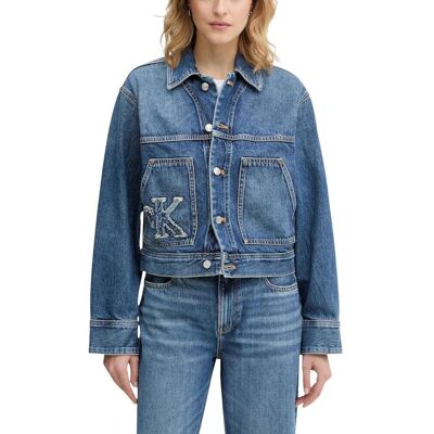 Τζιν Μπουφάν/Jacket Calvin Klein Jeans LV047E906G Μπλέ Small θηλυκός Τζιν Μπουφάν/Jacket Calvin Klein Jeans LV047E906G Μπλέ Small θηλυκός