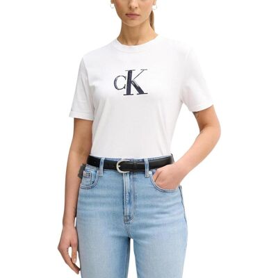 T-shirt με κοντά μανίκια Calvin Klein Jeans LV044E215G Άσπρο Small θηλυκός T-shirt με κοντά μανίκια Calvin Klein Jeans LV044E215G Άσπρο Small θηλυκός