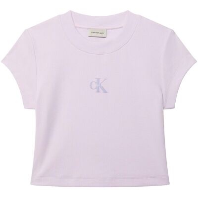T-shirt με κοντά μανίκια Calvin Klein Jeans Monologo Baby Rib Te Violet Medium θηλυκός T-shirt με κοντά μανίκια Calvin Klein Jeans Monologo Baby Rib Te Violet Medium θηλυκός