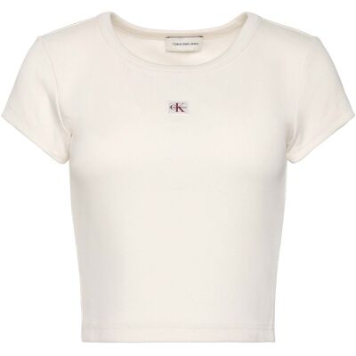 T-shirt με κοντά μανίκια Calvin Klein Jeans Woven Label 2X2 Baby Beige Extra Large θηλυκός T-shirt με κοντά μανίκια Calvin Klein Jeans Woven Label 2X2 Baby Beige Extra Large θηλυκός
