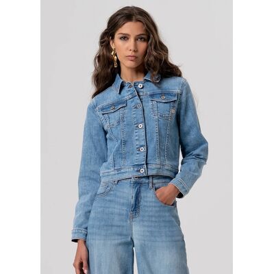 Τζιν Μπουφάν/Jacket Fracomina FP26SJ4001D45003 Μπλέ Extra Small θηλυκός Τζιν Μπουφάν/Jacket Fracomina FP26SJ4001D45003 Μπλέ Extra Small θηλυκός
