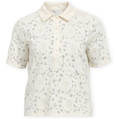 Πόλο με κοντά μανίκια Object Bianca Shirt - White Sand Άσπρο Large θηλυκός Πόλο με κοντά μανίκια Object Bianca Shirt - White Sand Άσπρο Large θηλυκός