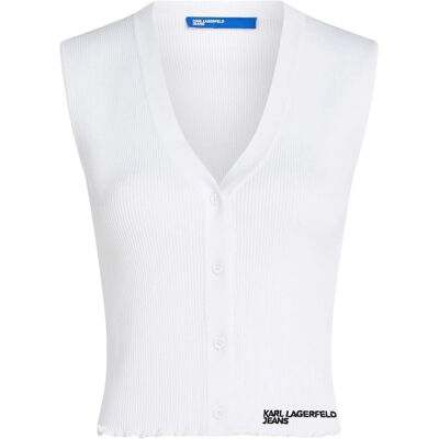 Αμάνικα/T-shirts χωρίς μανίκια Karl Lagerfeld KLJ Light Knit Top B2W18024 Άσπρο Medium θηλυκός Αμάνικα/T-shirts χωρίς μανίκια Karl Lagerfeld KLJ Light Knit Top B2W18024 Άσπρο Medium θηλυκός