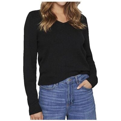 Πουλόβερ Vila Pull Col en V Confort Quotidien Noir Black Large θηλυκός Πουλόβερ Vila Pull Col en V Confort Quotidien Noir Black Large θηλυκός
