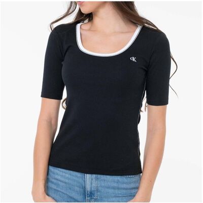 T-shirts & Polos Calvin Klein Jeans Baby Rib Scoo Black Large θηλυκός T-shirts & Polos Calvin Klein Jeans Baby Rib Scoo Black Large θηλυκός
