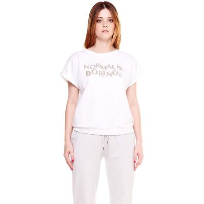 T-shirt με κοντά μανίκια Leone 1947 Woman Crewneck Short Sleeves Gold Silver Άσπρο Small θηλυκός T-shirt με κοντά μανίκια Leone 1947 Woman Crewneck Short Sleeves Gold Silver Άσπρο Small θηλυκός