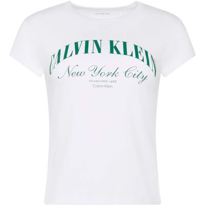 T-shirt με κοντά μανίκια Calvin Klein Jeans Ss Graphic Logo Baby Άσπρο Extra Large θηλυκός T-shirt με κοντά μανίκια Calvin Klein Jeans Ss Graphic Logo Baby Άσπρο Extra Large θηλυκός