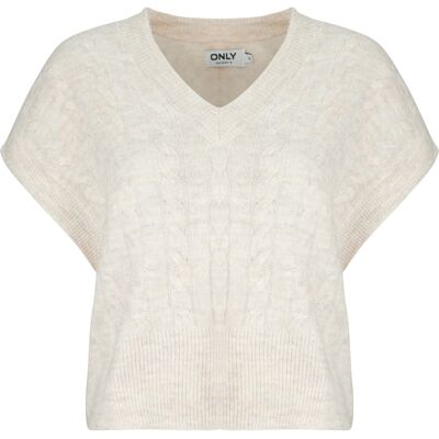 Πουλόβερ Only ONLMELODY VEST KNT Beige Small θηλυκός Πουλόβερ Only ONLMELODY VEST KNT Beige Small θηλυκός