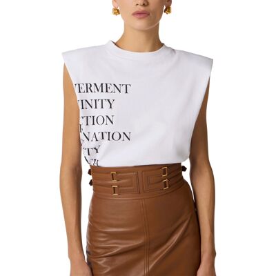 Αμάνικα/T-shirts χωρίς μανίκια Elisabetta Franchi ma70p61e2-270 Άσπρο IT 42 θηλυκός Αμάνικα/T-shirts χωρίς μανίκια Elisabetta Franchi ma70p61e2-270 Άσπρο IT 42 θηλυκός