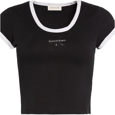 T-shirts & Polos Calvin Klein Jeans Lv047g220g Ss Monologo Scoop Black Medium θηλυκός T-shirts & Polos Calvin Klein Jeans Lv047g220g Ss Monologo Scoop Black Medium θηλυκός