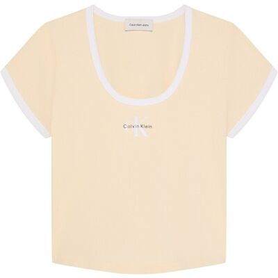T-shirts & Polos Calvin Klein Jeans Lv047g220g Ss Monologo Scoop Yellow Medium θηλυκός T-shirts & Polos Calvin Klein Jeans Lv047g220g Ss Monologo Scoop Yellow Medium θηλυκός