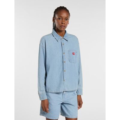 Πουκάμισα Dickies Lw Denim Shirt Ls W Μπλέ Small θηλυκός Πουκάμισα Dickies Lw Denim Shirt Ls W Μπλέ Small θηλυκός