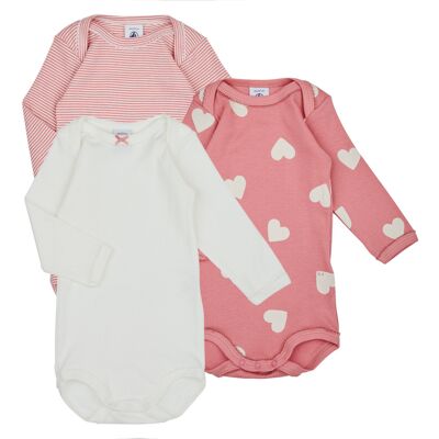 Παιδικά κορμάκια Petit Bateau BODY US ML COEUR PACK X3 Ροζ 18 mois Παιδικά κορμάκια Petit Bateau BODY US ML COEUR PACK X3 Ροζ 18 mois