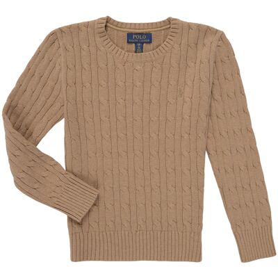 Πουλόβερ Polo Ralph Lauren LS CABLE CN-TOPS-SWEATER Brown 8 ans Πουλόβερ Polo Ralph Lauren LS CABLE CN-TOPS-SWEATER Brown 8 ans