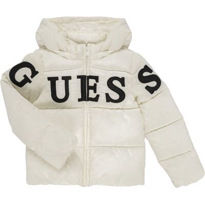 Χοντρό Μπουφάν Guess HOODED LS PADDED PUFFER W/ZIP Beige 8 ans Χοντρό Μπουφάν Guess HOODED LS PADDED PUFFER W/ZIP Beige 8 ans