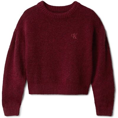 Πουλόβερ Calvin Klein Jeans Box Pleat Fluffy Sweater Brown 10 χρονών Πουλόβερ Calvin Klein Jeans Box Pleat Fluffy Sweater Brown 10 χρονών