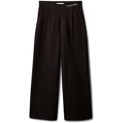 Παντελόνα Calvin Klein Jeans Logo Tape Wide Leg Punto Pant Black 8 χρονών Παντελόνα Calvin Klein Jeans Logo Tape Wide Leg Punto Pant Black 8 χρονών